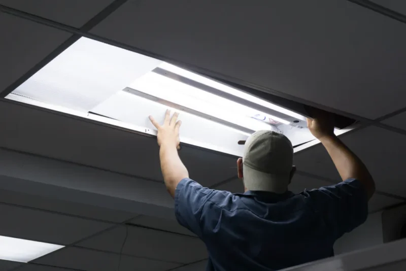overhead lighting installation
