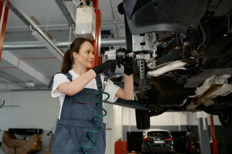 person using air compressor