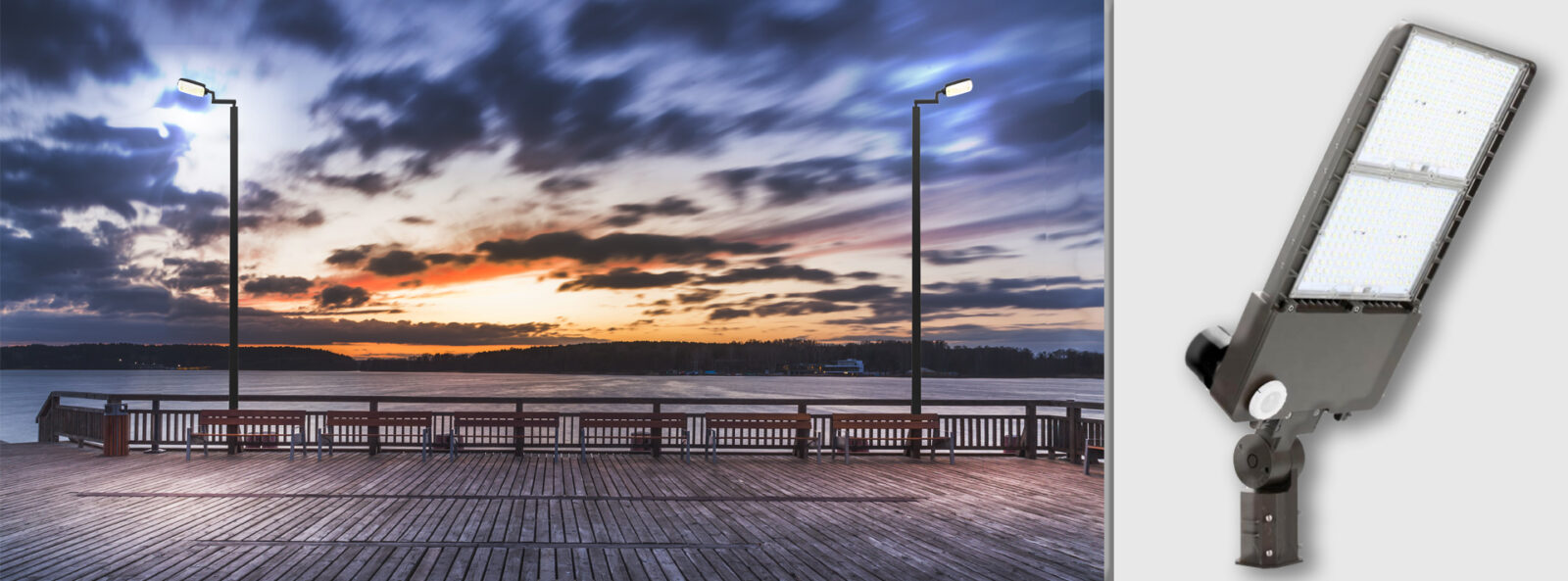 outdoor lighting example on a boardwalk