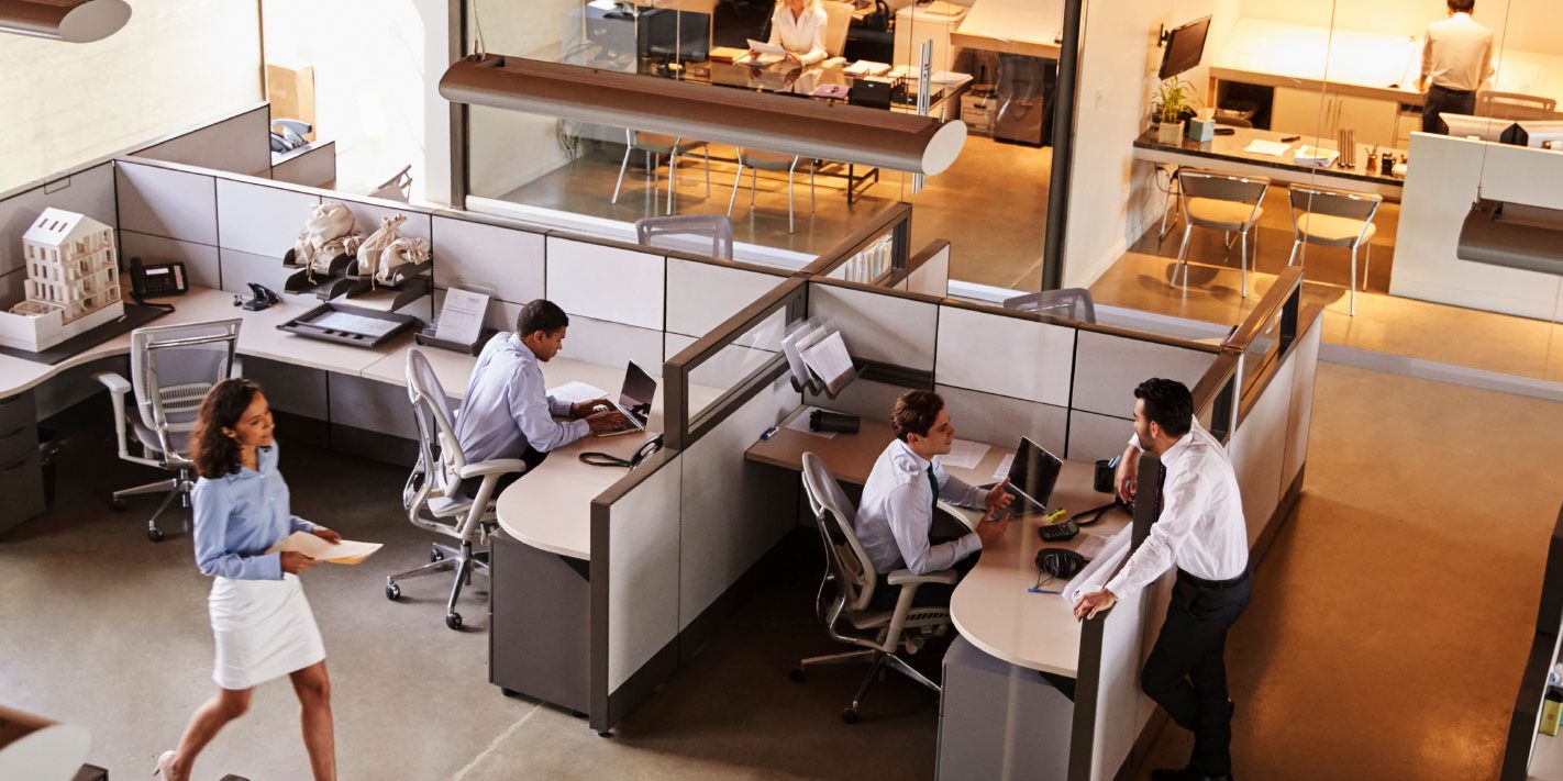 overhead view of office setting