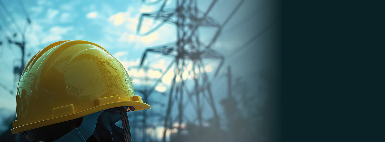 collage of images with hard hat and transmission lines